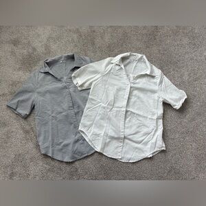 BUNDLE: Casual Women’s Short-Sleeve Linen Button Down Shirt